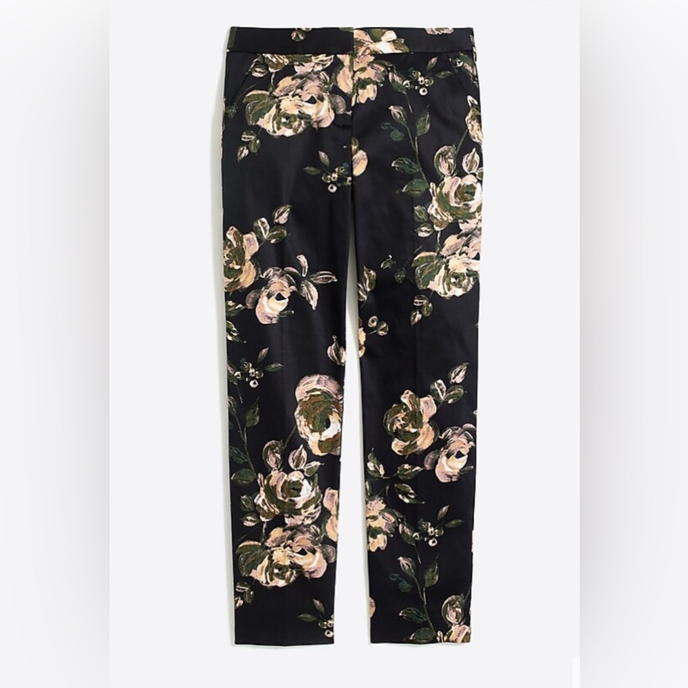 Stretch Slim Crop Floral Pants